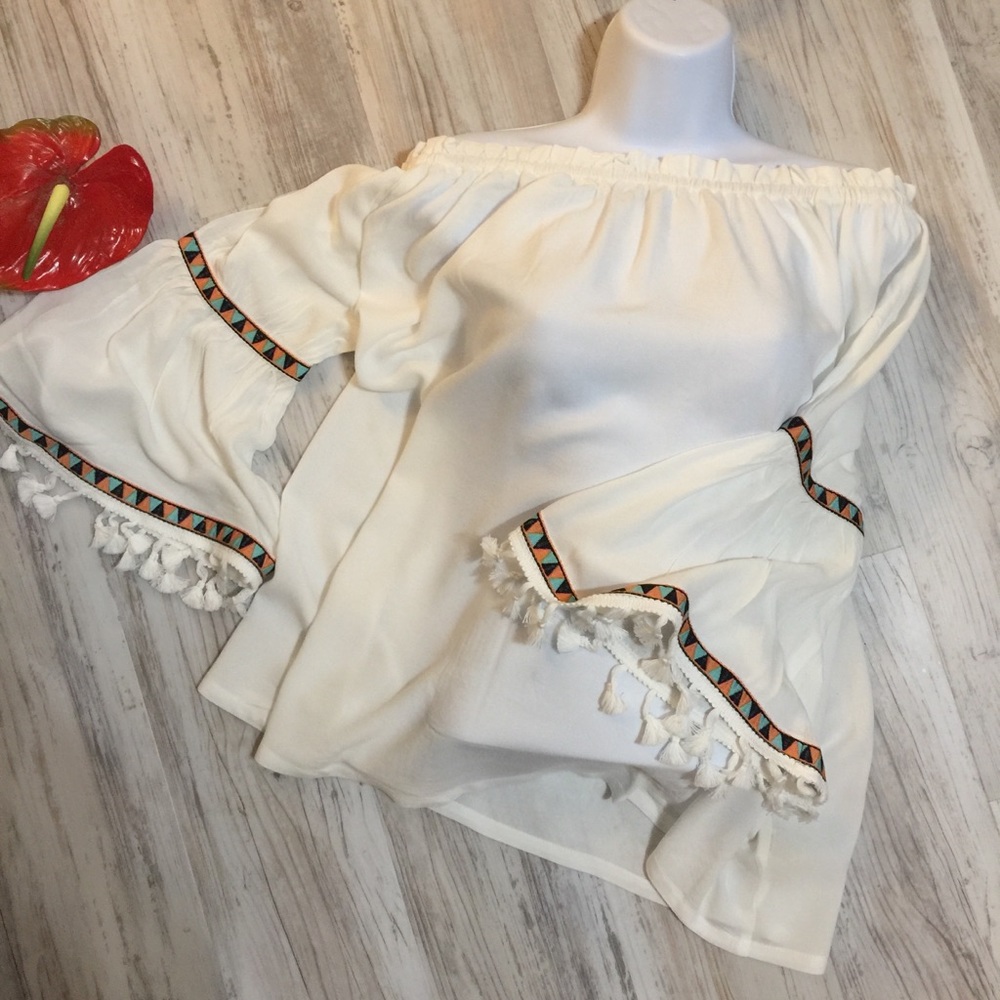 White 3/4 sleeve BoHo
